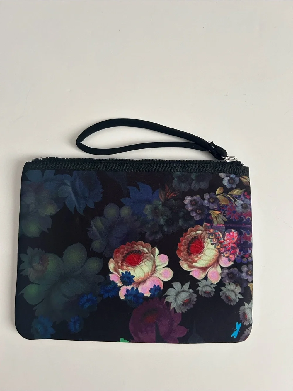Cynthia Rowley Black Floral Neoprene Cosmetic Bag